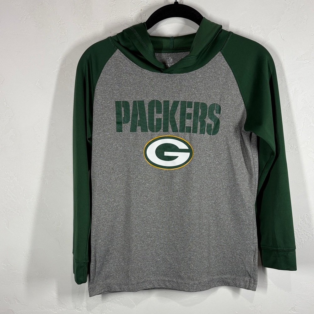 NFL Green Bay Packers Green and Gray Hooded Top size medium
